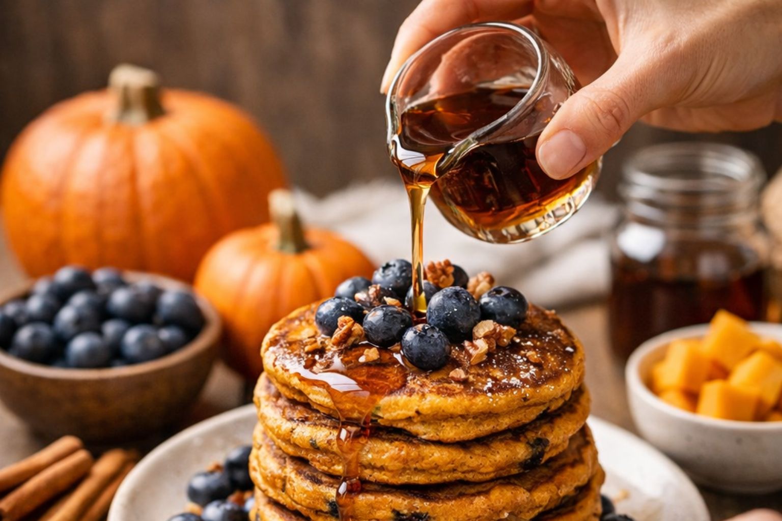 pumpkin blueberry pancakes